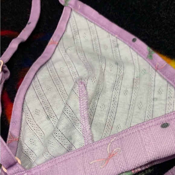 NWT For Love and Lemons Size XL Lavender Floral Bra & Set - Picture 6 of 12